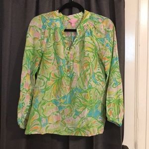 Lilly Pulitzer Elsa Silk Top Elephant Ears